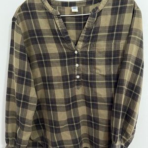 Plaid Button Blouse